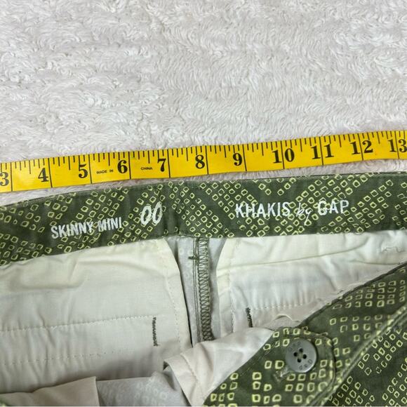 Khakis by Gap skinny Mini green geometric print pants, size 00 - Picture 11 of 12